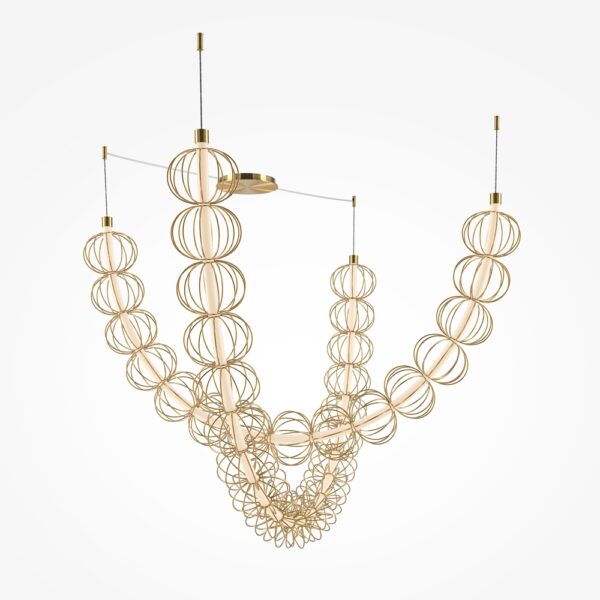 Lustra aurie cu led din metal Double Golden Cage - imagine 3