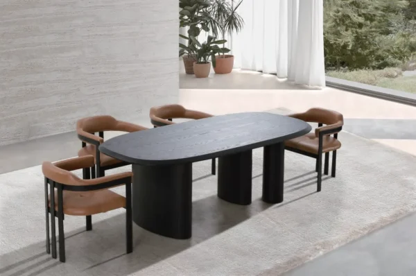 Masa dining neagra ovala din MDF Tirano - imagine 7