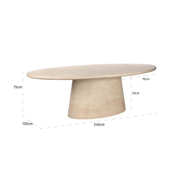 Masa dining ovala bej natur din travertin Fictus - imagine 6