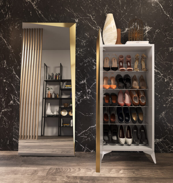 Pantofar alb/auriu din MDF si metal Abierto - imagine 2