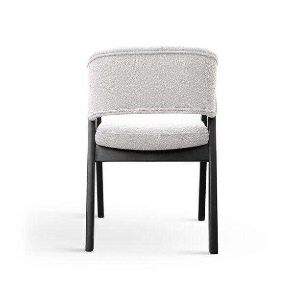 Scaun dining alb/negru din boucle si lemn Meggy - imagine 4