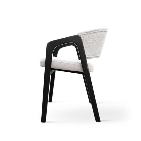 Scaun dining alb/negru din boucle si lemn Meggy - imagine 3