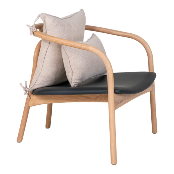 Scaun lounge bej natur din lemn de stejar Alberca - imagine 3