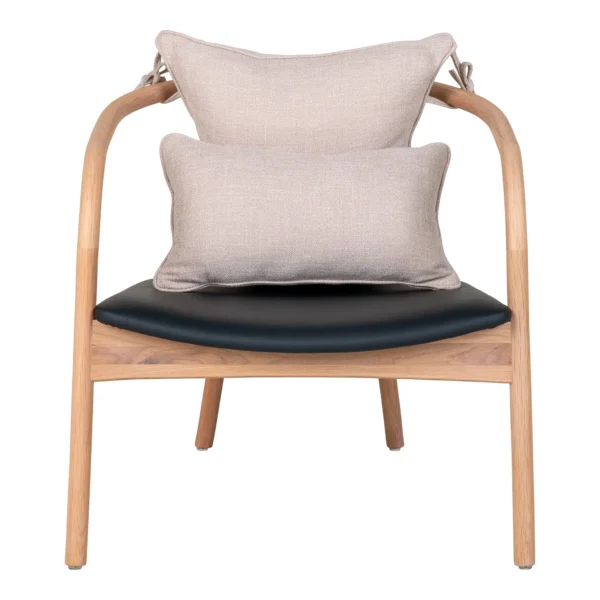 Scaun lounge bej natur din lemn de stejar Alberca - imagine 2