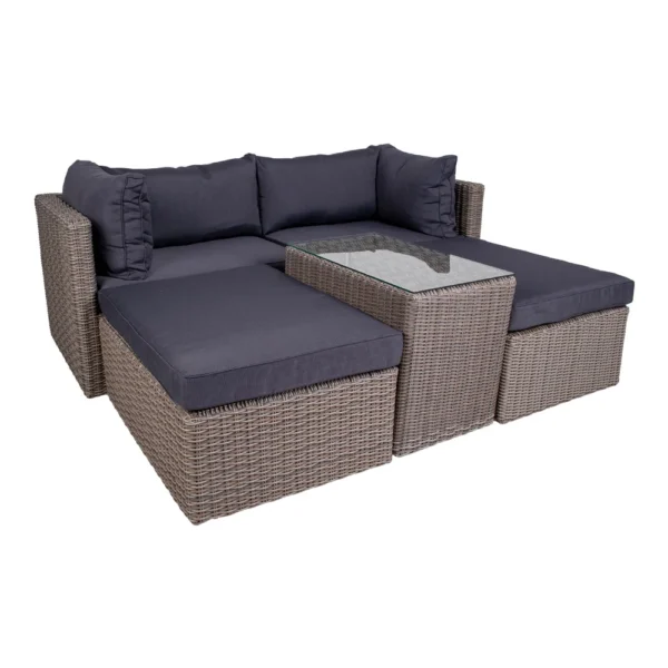 Set mobilier de exterior gri din ratan Rossi - imagine 3