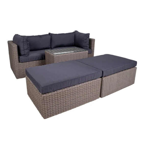 Set mobilier de exterior gri din ratan Rossi - imagine 4