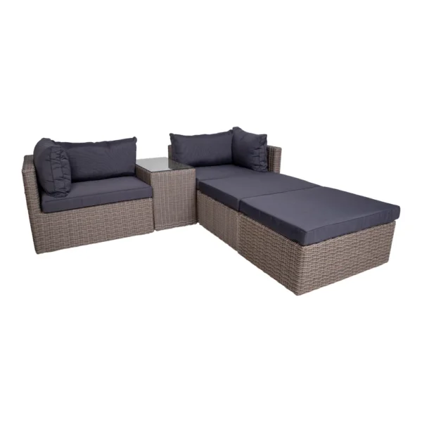 Set mobilier de exterior gri din ratan Rossi