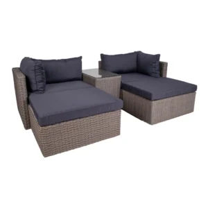 Set mobilier de exterior gri din ratan Rossi