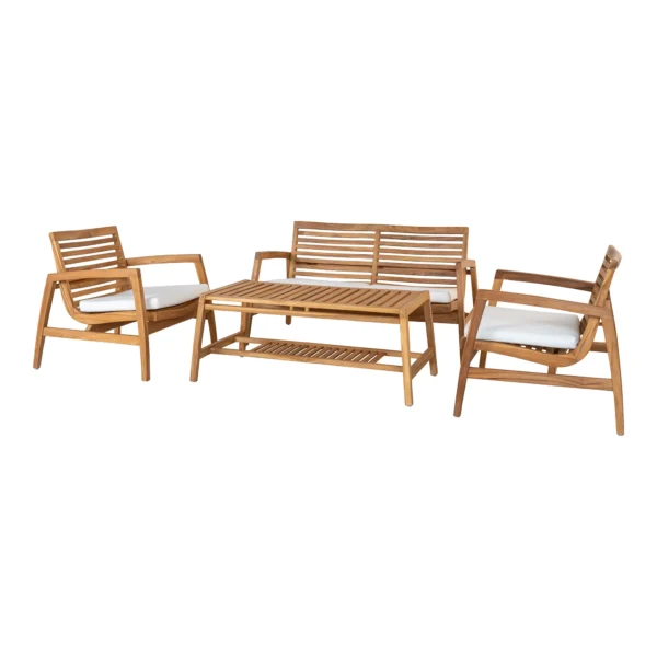 Set mobilier de exterior bej natur din lemn Santander - imagine 2