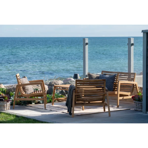 Set mobilier de exterior bej natur din lemn Santander - imagine 5