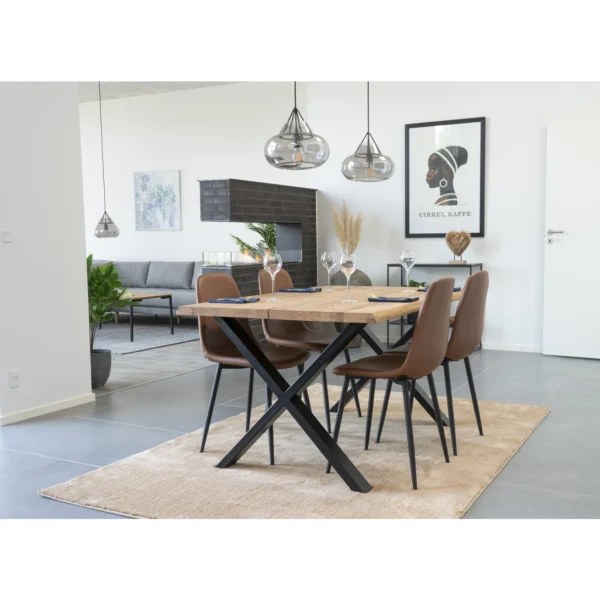 Set 2 scaune dining maro din piele Stockholm - imagine 6
