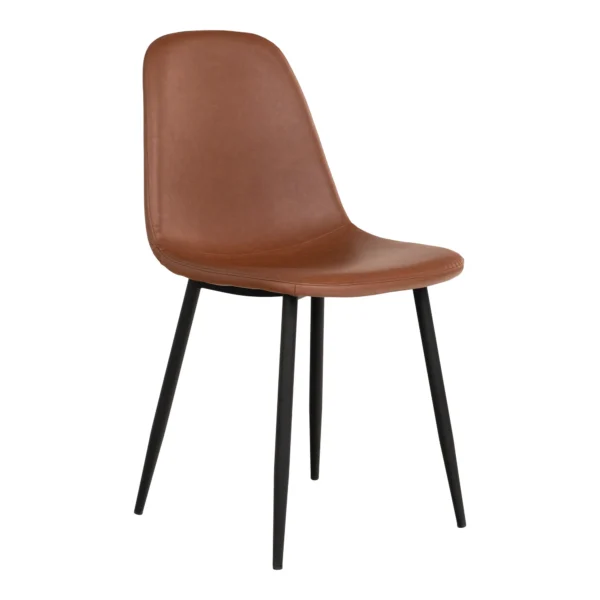Set 2 scaune dining maro din piele Stockholm