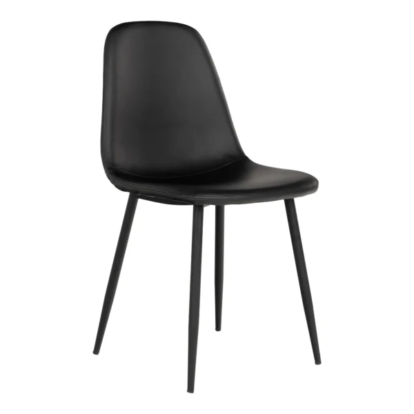 Set 2 scaune dining negre din piele Stockholm