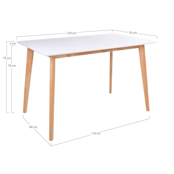 Masa dining alba/natur din lemn si MDF Vojens - imagine 5