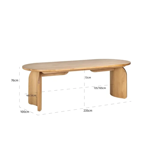 Masa dining bej natur din lemn de stejar 235x100 Fairmont - imagine 5