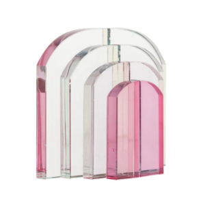 Suport carti roz din sticla clara Alissia