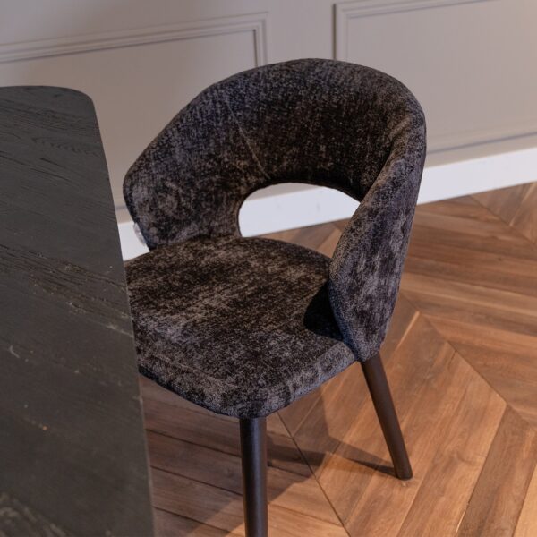 Scaun dining negru din tesatura chenille Savoy - imagine 9