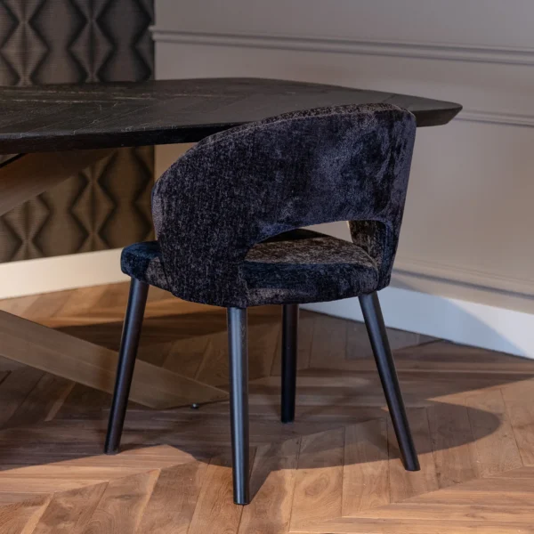 Scaun dining negru din tesatura chenille Savoy - imagine 8