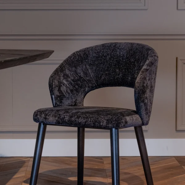 Scaun dining negru din tesatura chenille Savoy - imagine 10