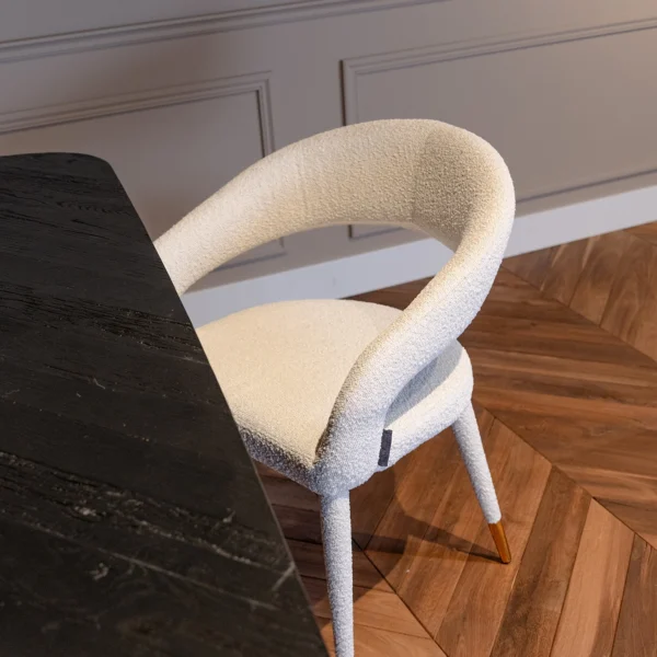 Scaun dining alb din tesatura boucle Gia - imagine 9