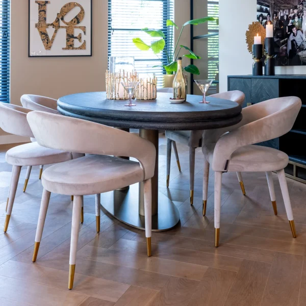Scaun dining bej din catifea Gia - imagine 2