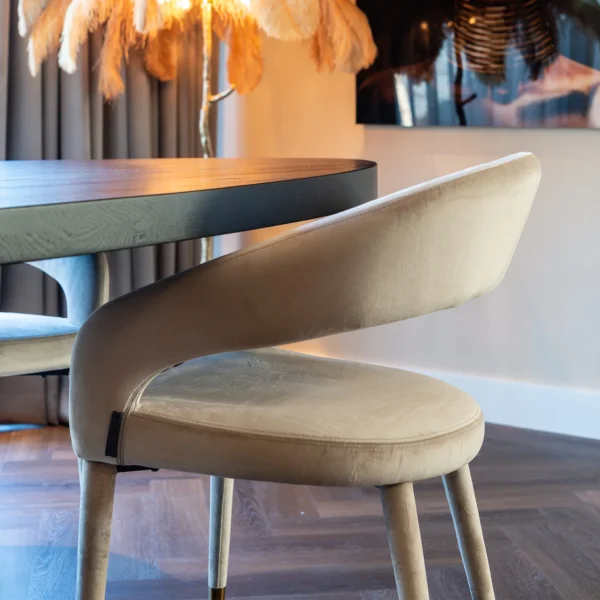 Scaun dining bej din catifea Gia - imagine 8