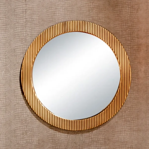 Oglinda decorativa aurie din MDF si metal Ø86 Ironville - imagine 2