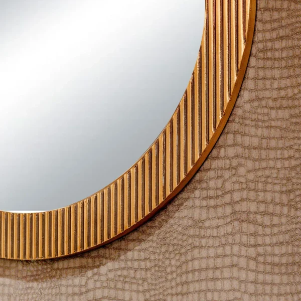 Oglinda decorativa aurie din MDF si metal Ø86 Ironville - imagine 4