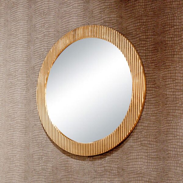 Oglinda decorativa aurie din MDF si metal Ø86 Ironville - imagine 3