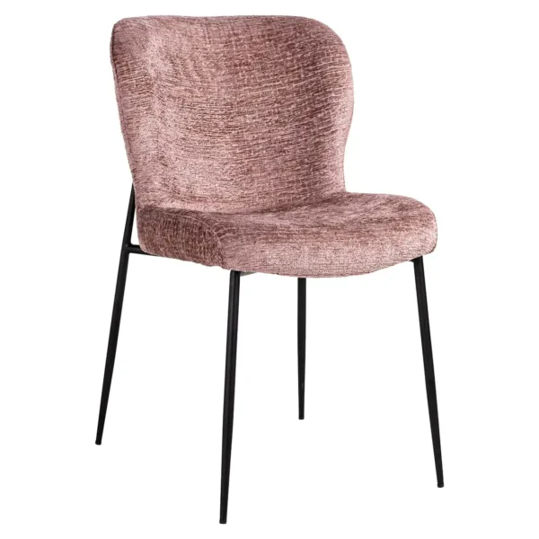 Scaun dining roz/negru din tesatura texturata Darby