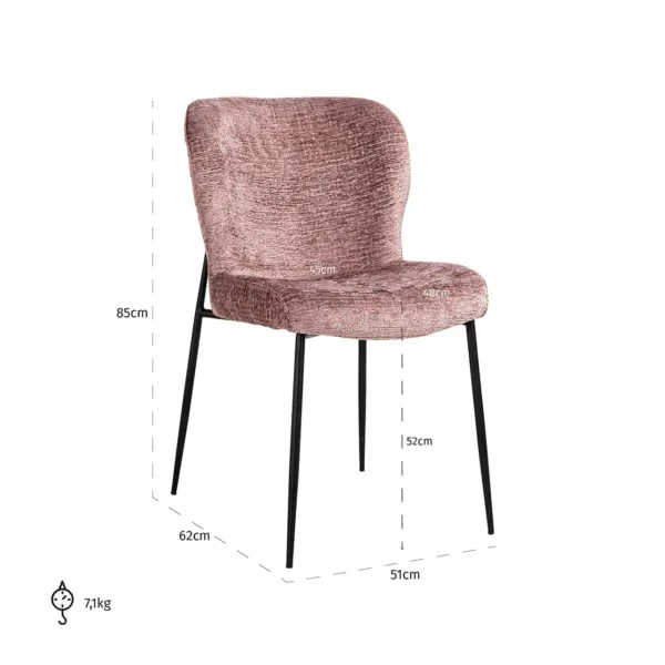 Scaun dining roz/negru din tesatura texturata Darby - imagine 7