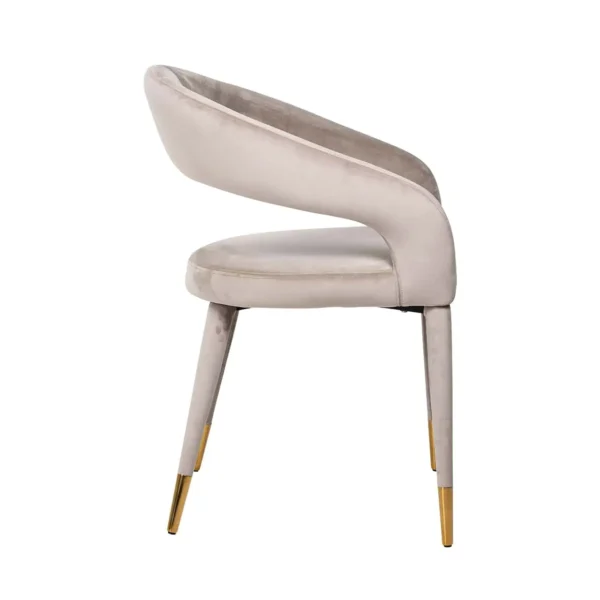 Scaun dining bej din catifea Gia - imagine 4