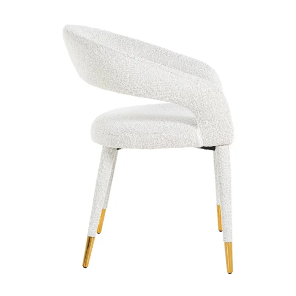 Scaun dining alb din tesatura boucle Gia - imagine 4