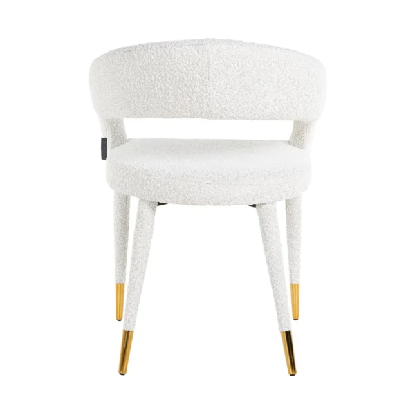 Scaun dining alb din tesatura boucle Gia - imagine 5