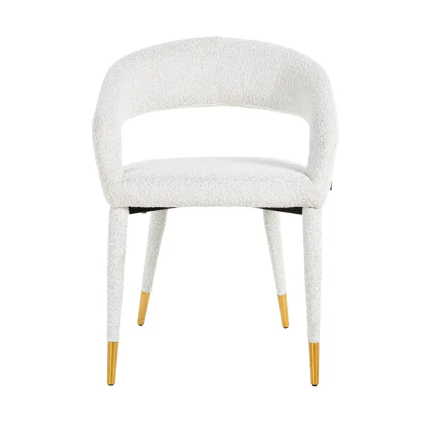 Scaun dining alb din tesatura boucle Gia - imagine 3