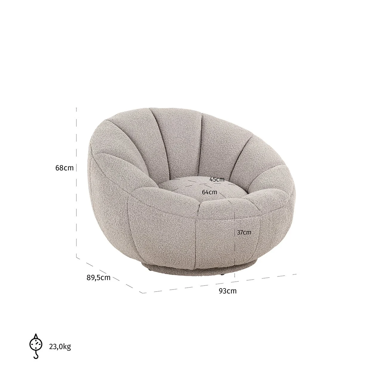 Fotoliu rotativ bej din tesatura boucle Kendall - imagine 5