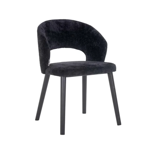 Scaun dining negru din tesatura chenille Savoy