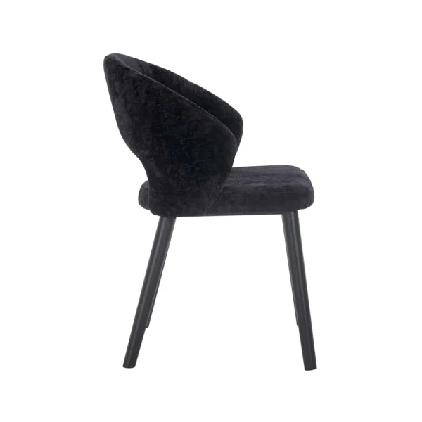 Scaun dining negru din tesatura chenille Savoy - imagine 4