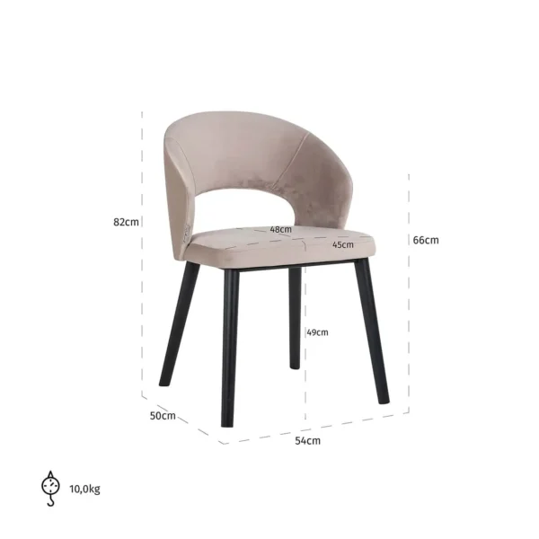 Scaun dining bej din catifea Savoy - imagine 7