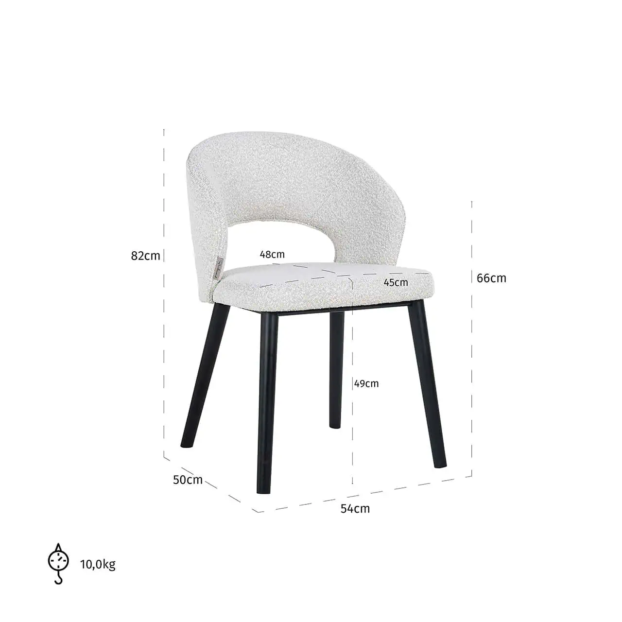 Scaun dining alb din tesatura boucle Savoy - imagine 7
