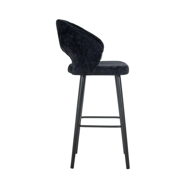 Scaun de bar negru din tesatura chenille Savoy - imagine 3