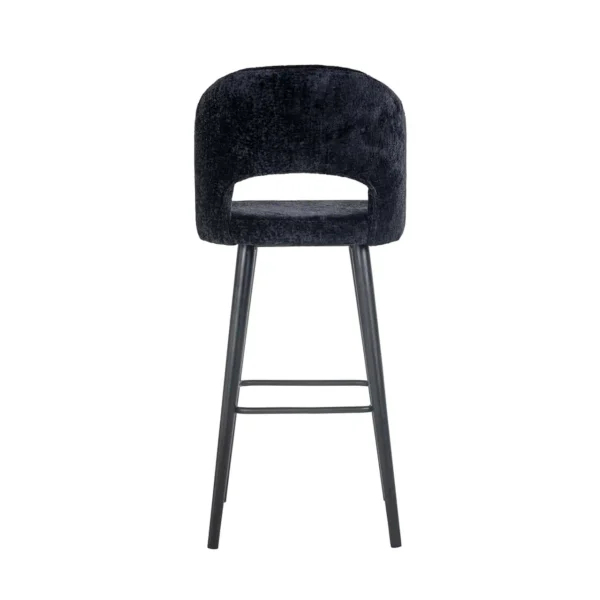 Scaun de bar negru din tesatura chenille Savoy - imagine 4