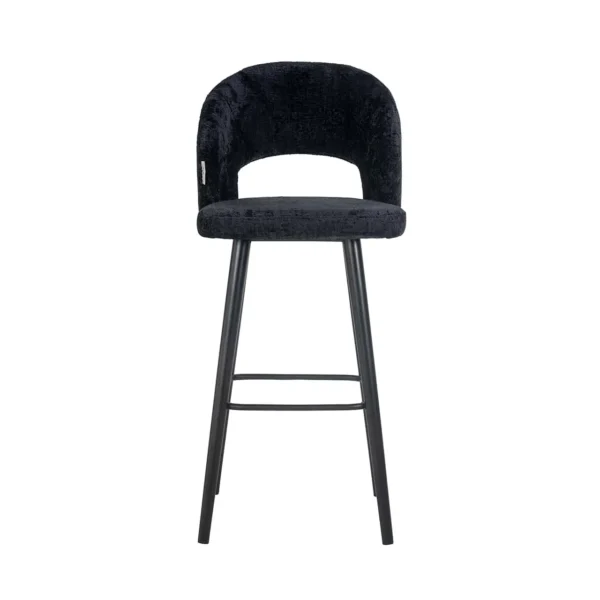 Scaun de bar negru din tesatura chenille Savoy - imagine 2