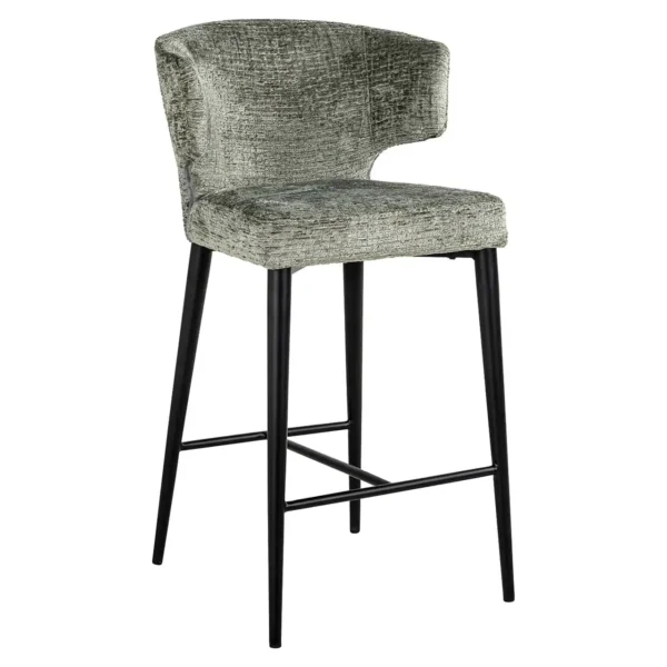 Scaun de bar vernil din tesatura texturata h93,5 Taylor