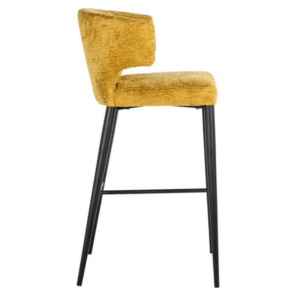 Scaun de bar galben mustar din tesatura texturata h103 Taylor - imagine 3