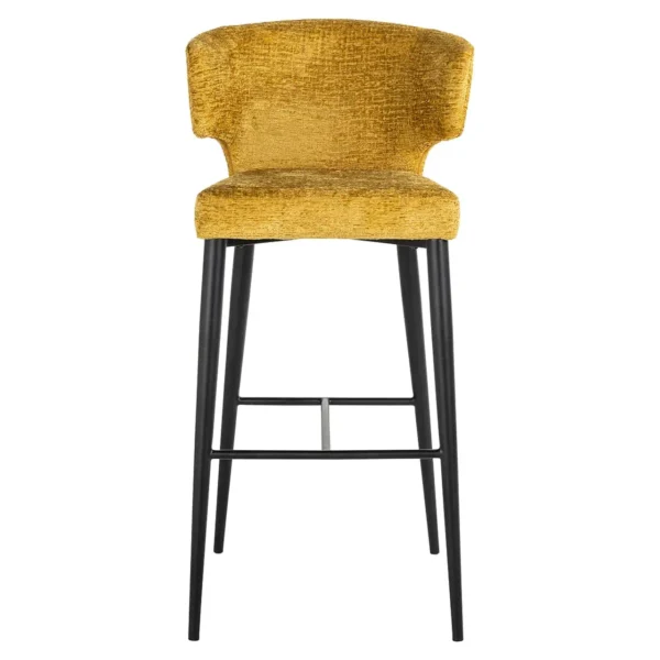 Scaun de bar galben mustar din tesatura texturata h103 Taylor - imagine 2