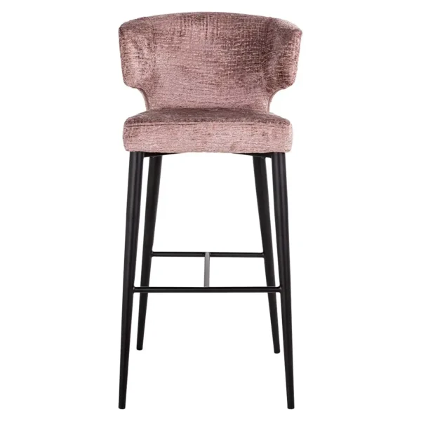 Scaun de bar roz pal din tesatura texturata h103 Taylor - imagine 2
