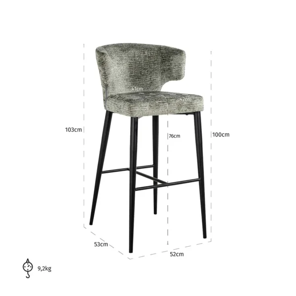 Scaun de bar vernil din tesatura texturata h103 Taylor - imagine 7