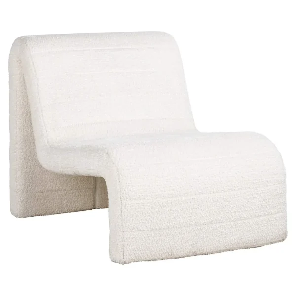 Fotoliu alb din tesatura boucle Kelly