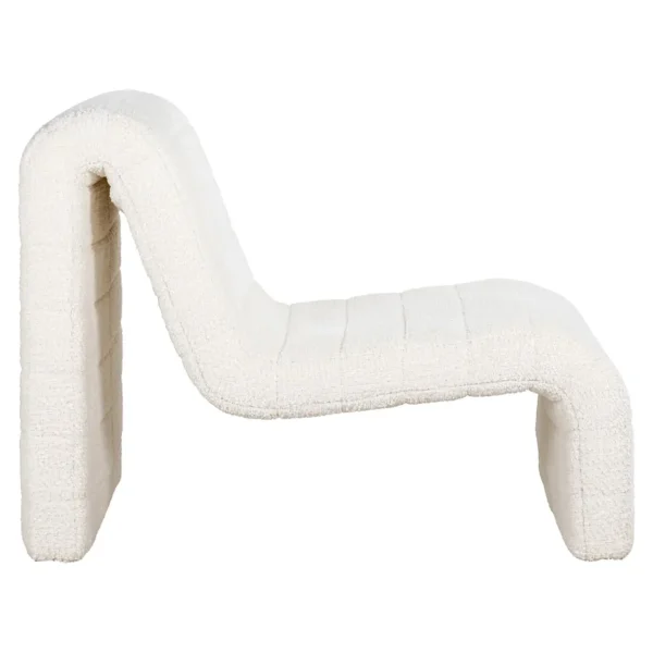 Fotoliu alb din tesatura boucle Kelly - imagine 3